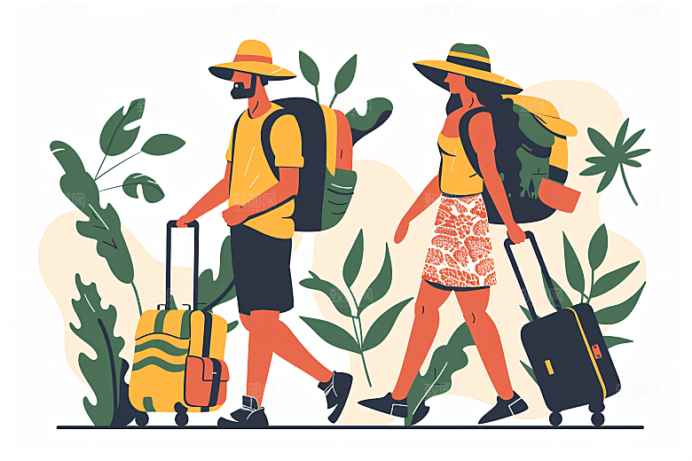 扁平风旅游旅行自然插画