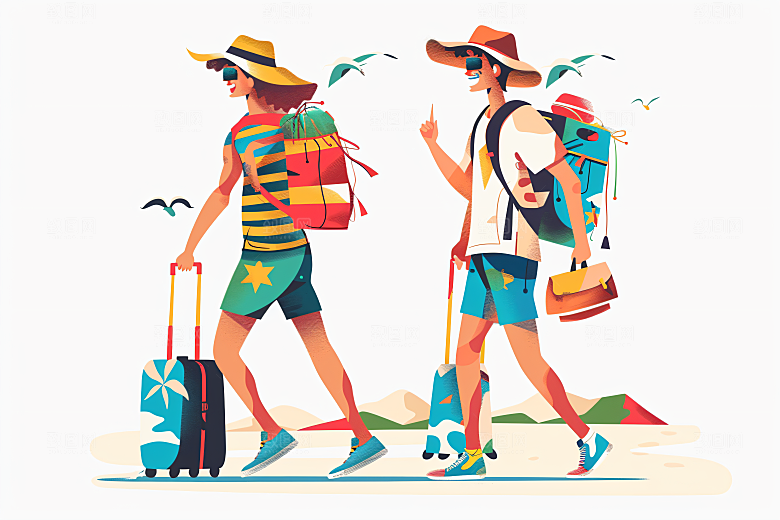 扁平风旅游休闲手绘插画