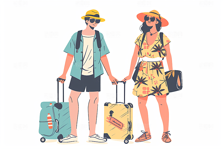 扁平风旅游旅行高清插画