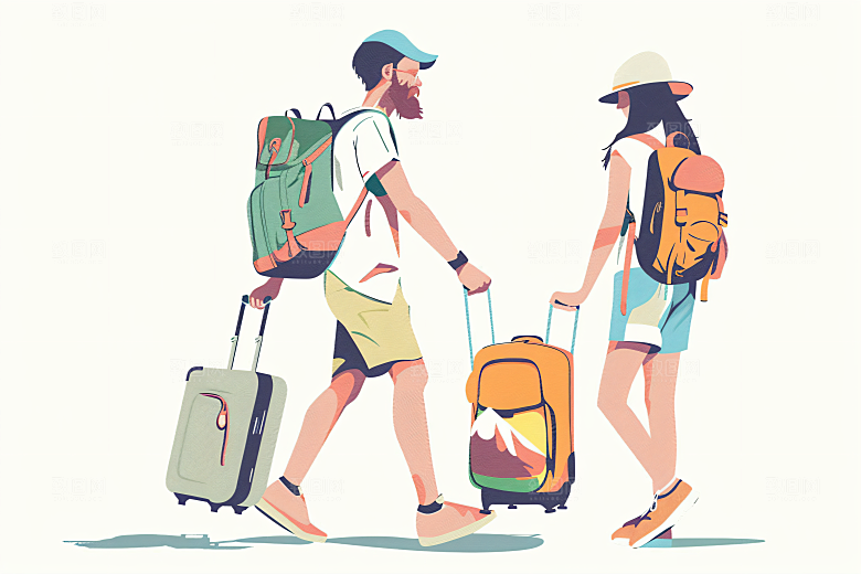 扁平风旅游旅行自然插画
