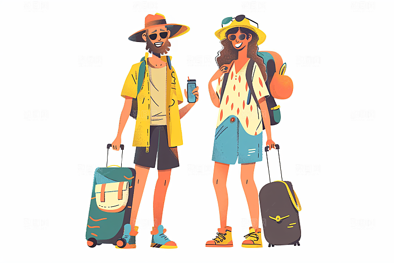扁平风旅游休闲自然插画