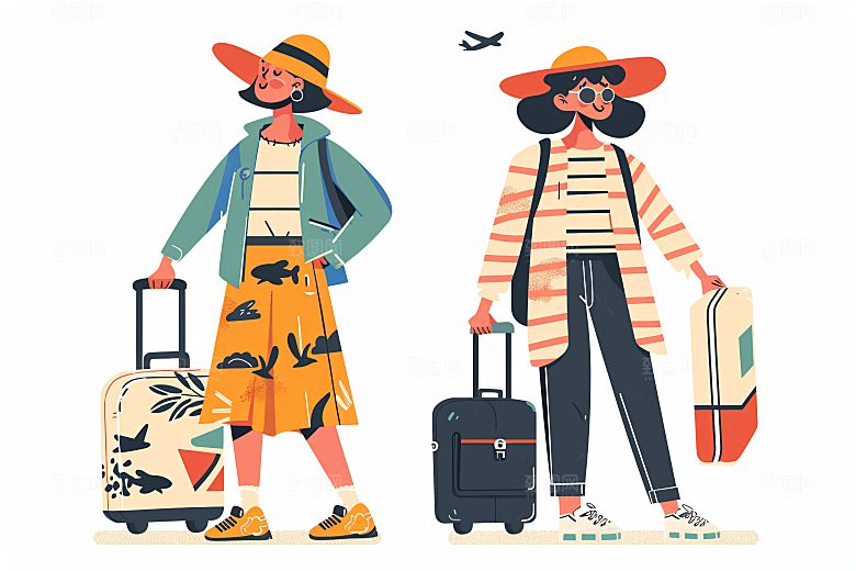 扁平风旅游山野休闲插画