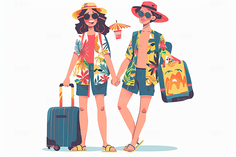 扁平风旅游自然手绘插画