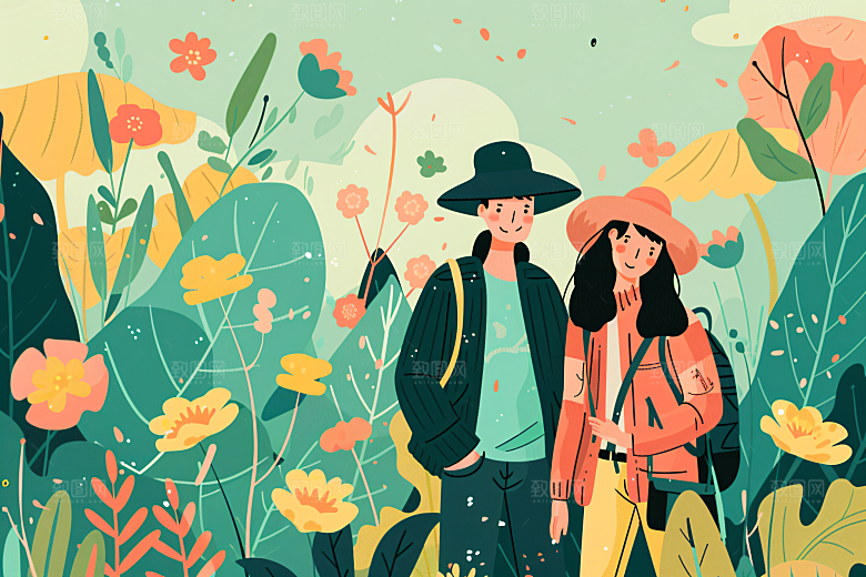 扁平风旅游高清户外插画