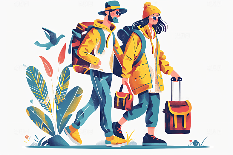 扁平风旅游自然高清插画