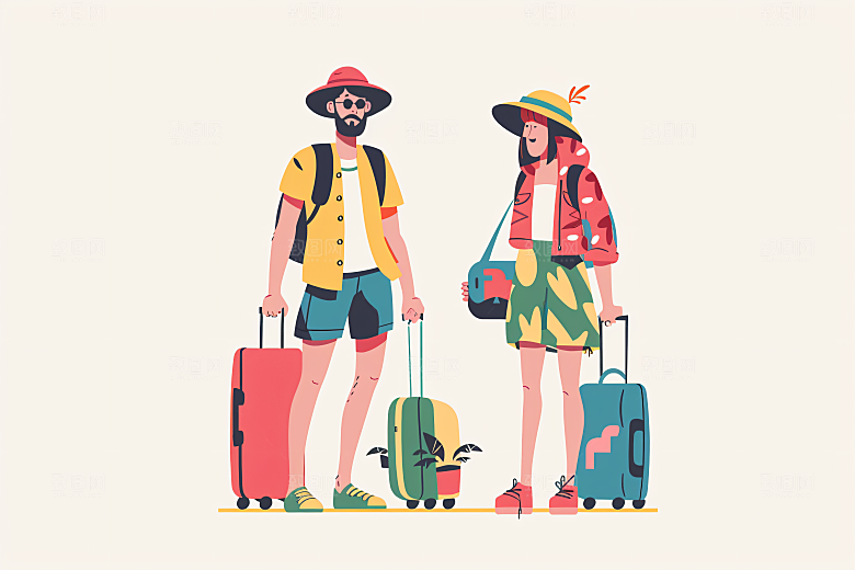 扁平风旅游户外高清插画