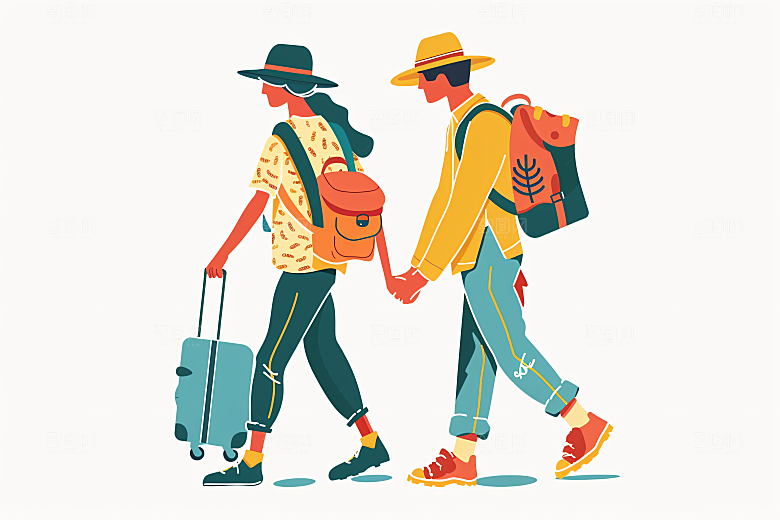 扁平风旅游旅行简约插画