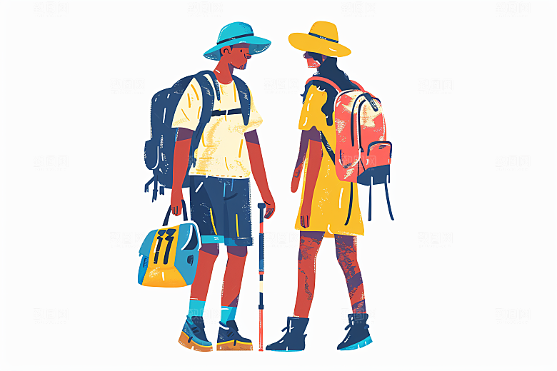 扁平风旅游旅行户外插画