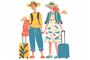 扁平风旅游休闲彩色插画