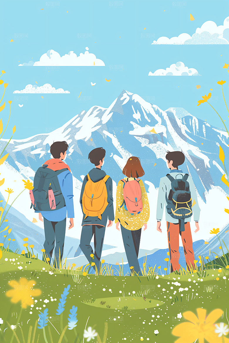 扁平风旅游旅行简约插画