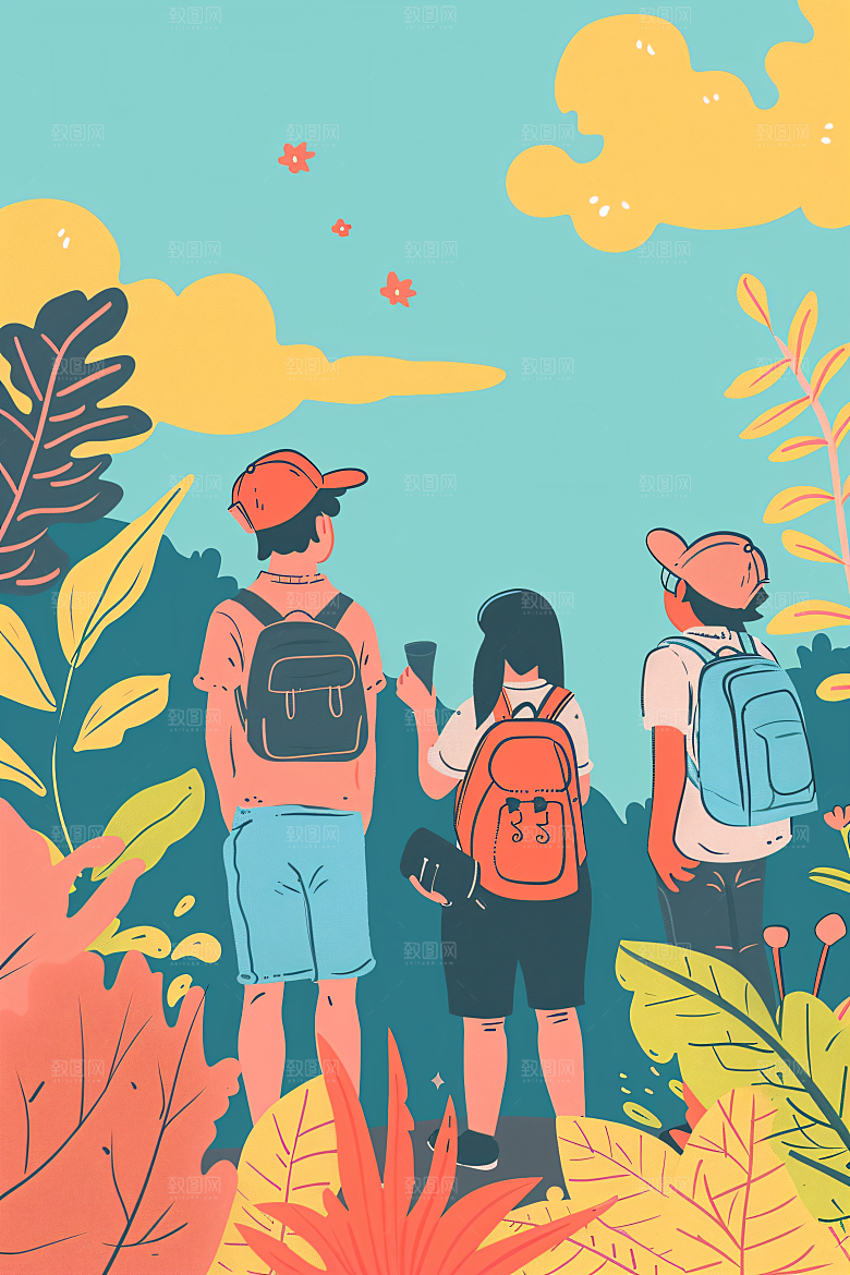 扁平风旅游高清氛围感插画