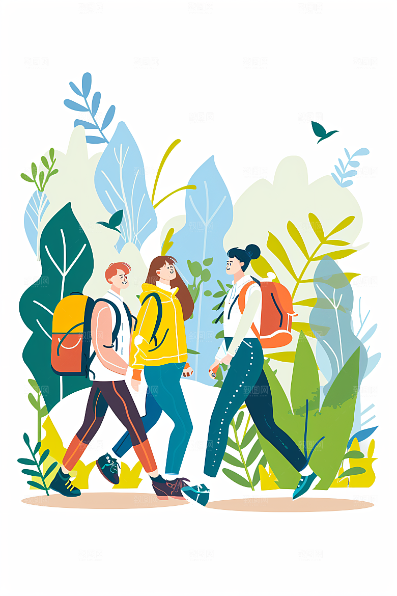 扁平风旅游休闲高清插画