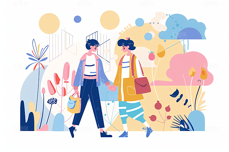 扁平风旅游高清氛围感插画