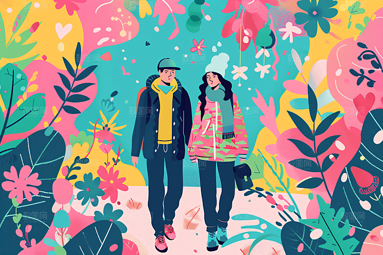 扁平风旅游高清踏青插画