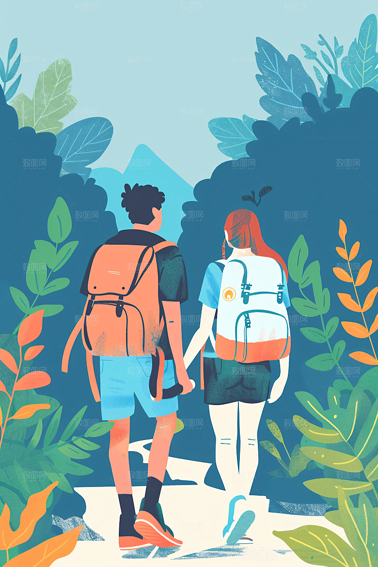 扁平风旅游旅行休闲插画