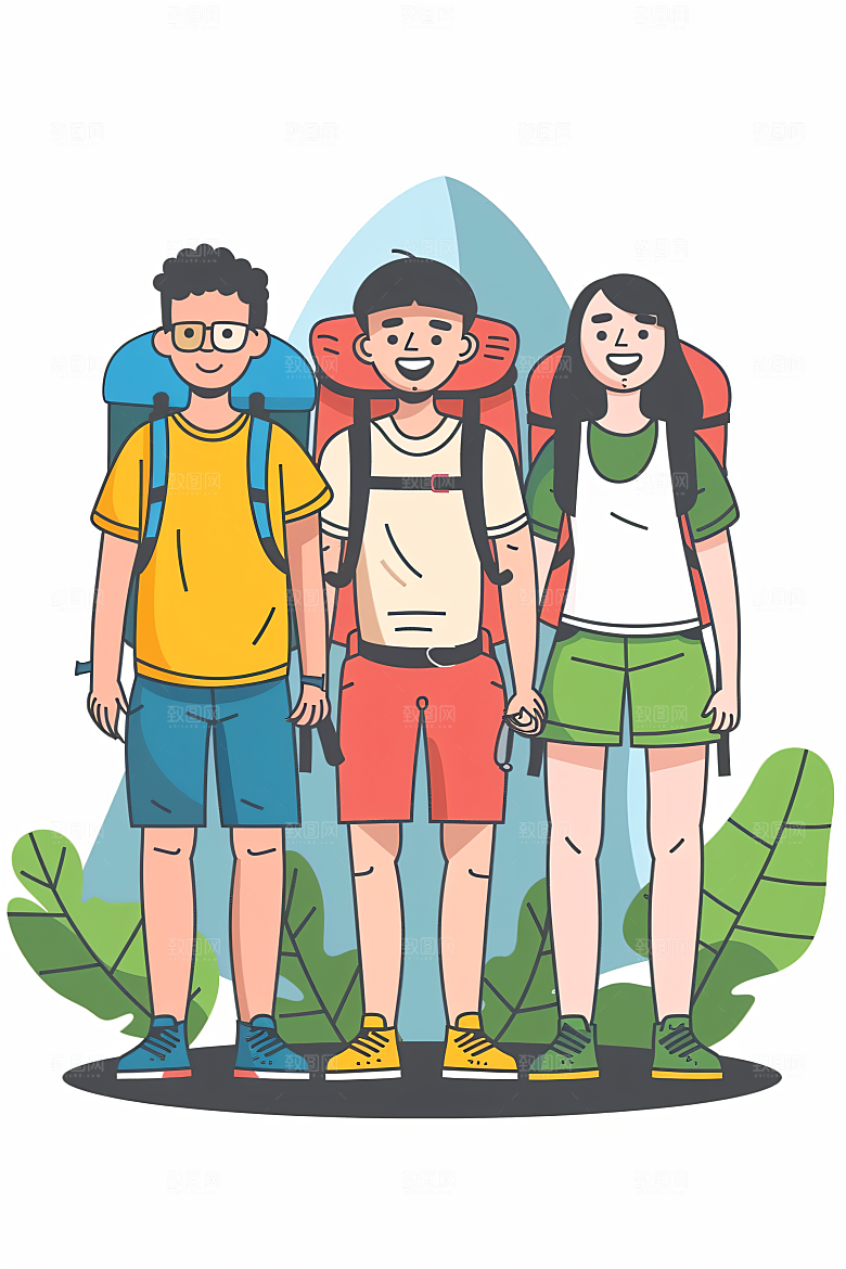 扁平风旅游自然户外插画