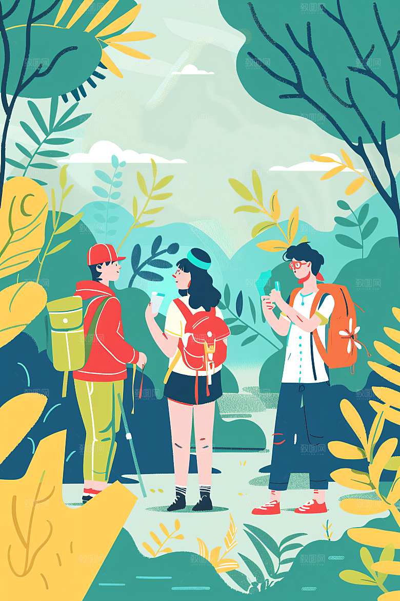 扁平风旅游高清清新插画