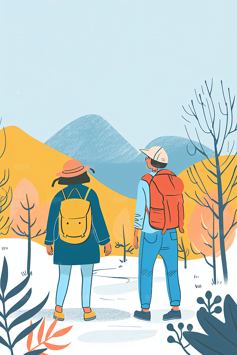 扁平风旅游高清户外插画