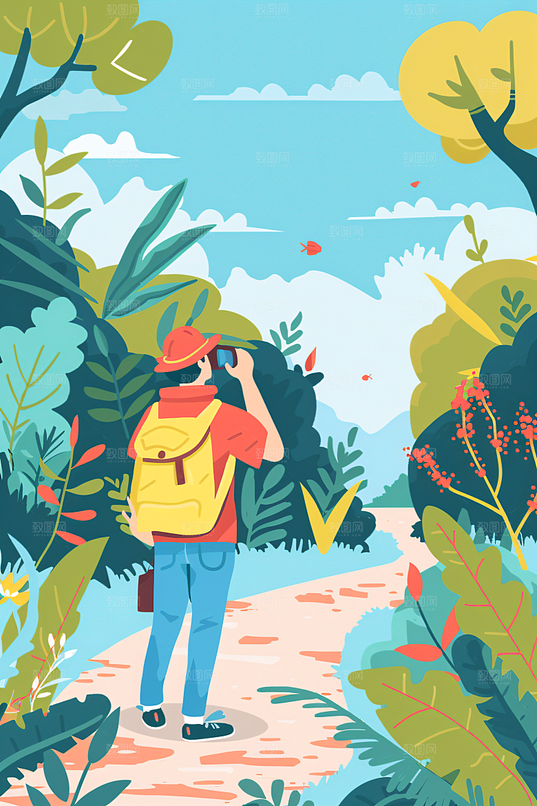 扁平风旅游简约户外插画
