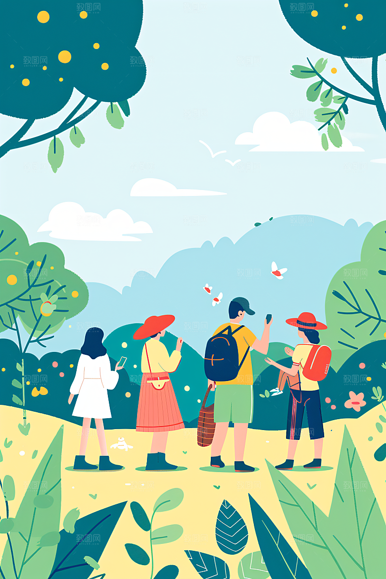 扁平风旅游高清户外插画