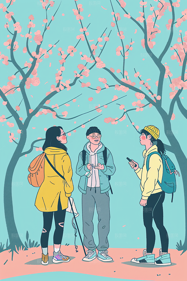 扁平风旅游旅行简约插画