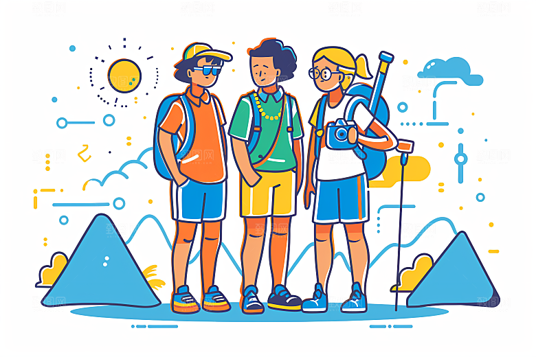扁平风旅游休闲自然插画