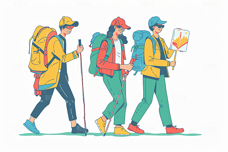 扁平风旅游高清清新插画