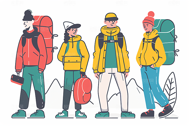 扁平风旅游手绘高清插画