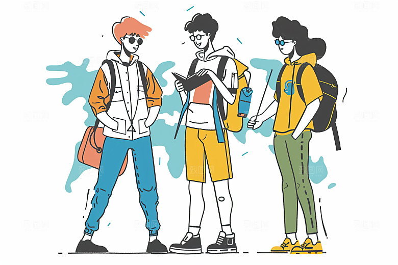 扁平风旅游户外高清插画