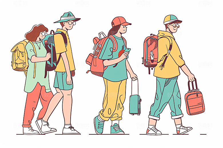 扁平风旅游高清彩色插画