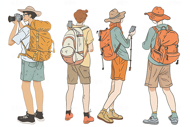 扁平风旅游简约露营插画