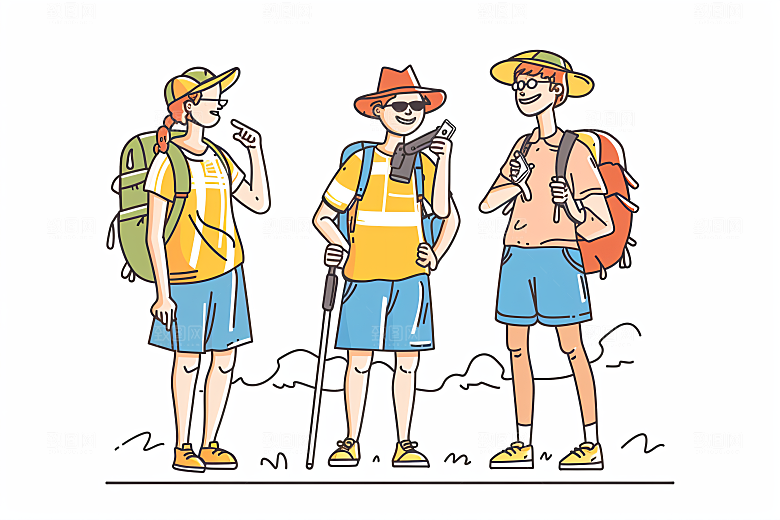 扁平风旅游休闲手绘插画