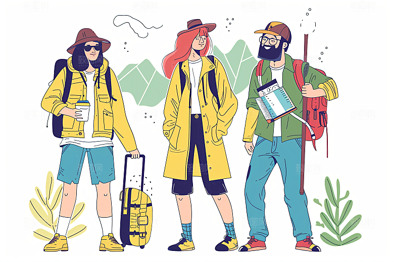 扁平风旅游休闲高清插画