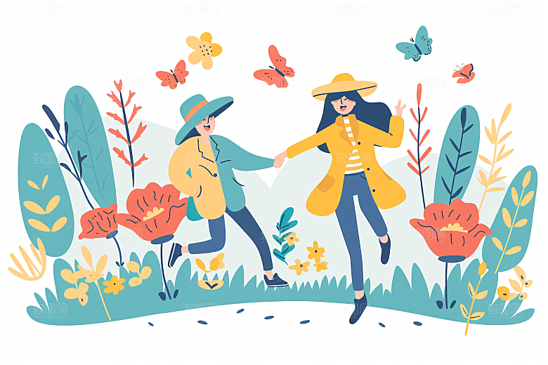 扁平风旅游高清休闲插画