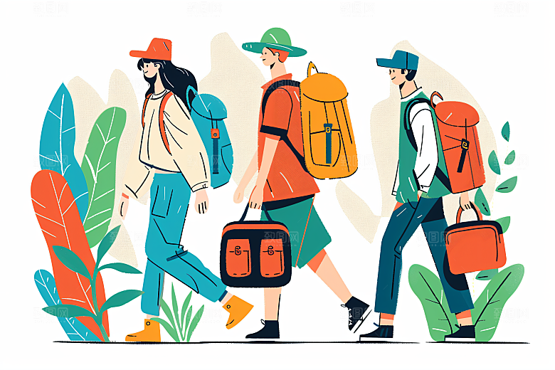 扁平风旅游户外高清插画