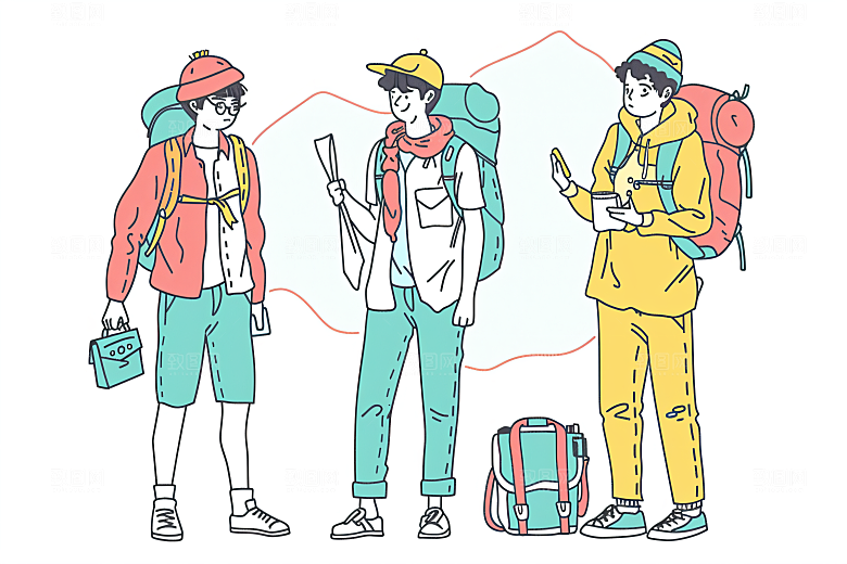 扁平风旅游休闲简约插画