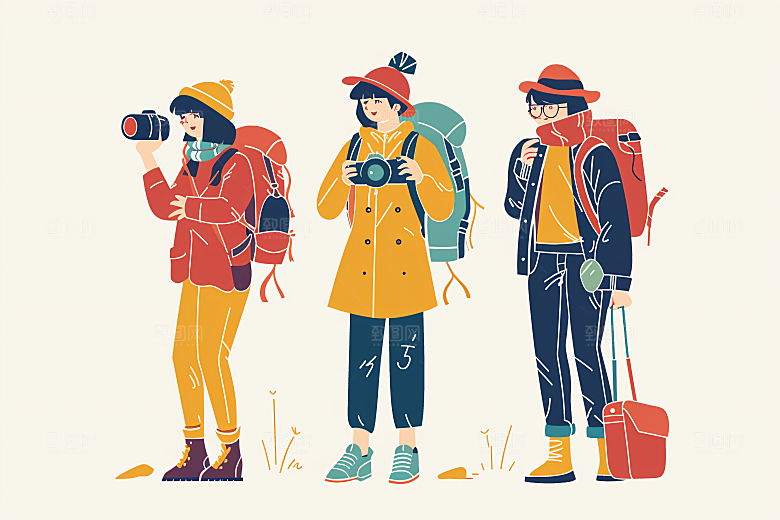 扁平风旅游自然休闲插画