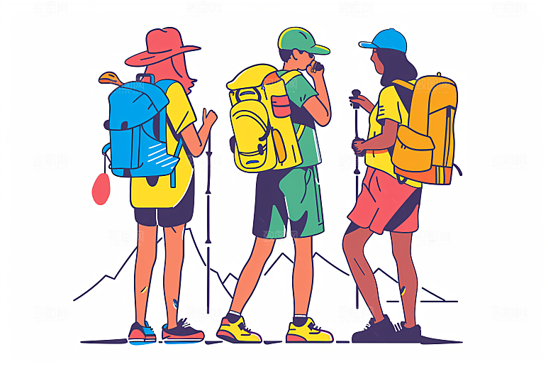扁平风旅游露营休闲插画