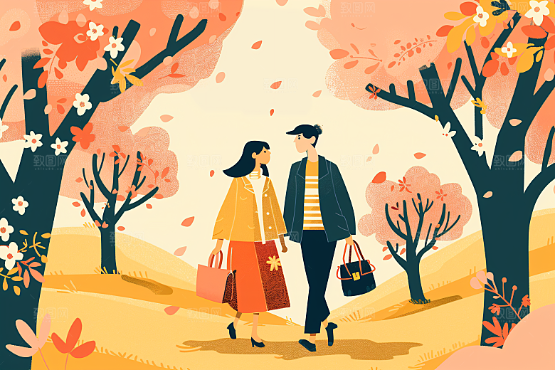 扁平风旅游高清踏青插画