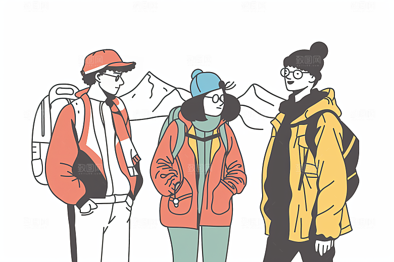 扁平风旅游简约户外插画