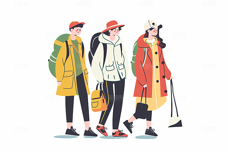 扁平风旅游休闲清新插画
