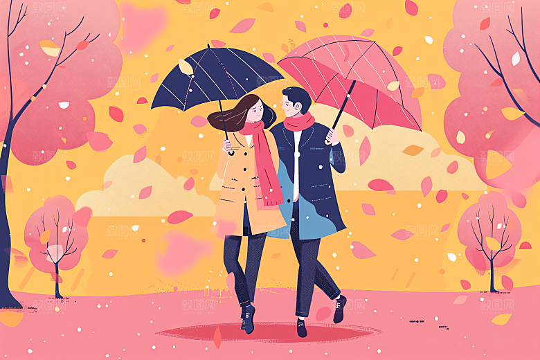 扁平风旅游彩色露营插画
