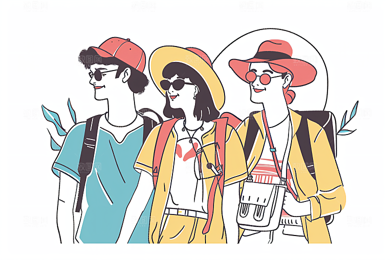 扁平风旅游休闲简约插画