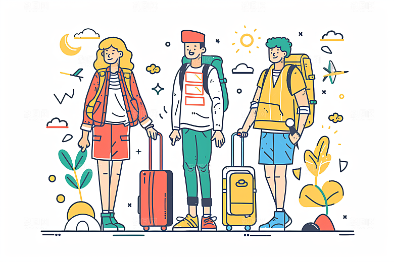 扁平风旅游山野户外插画