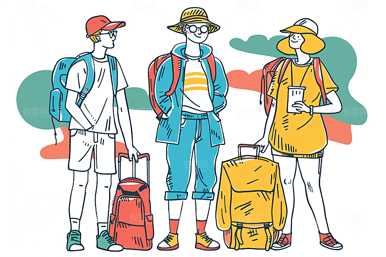 扁平风旅游高清彩色插画