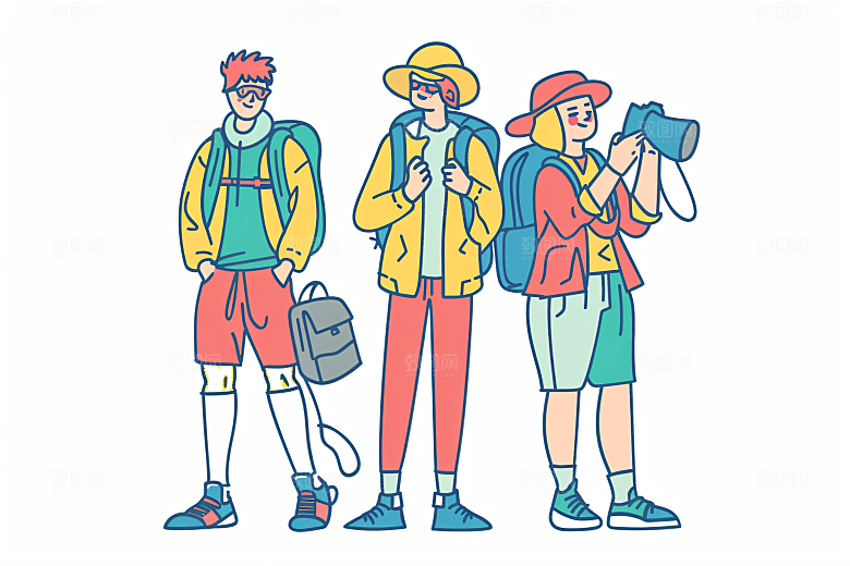 扁平风旅游户外自然插画