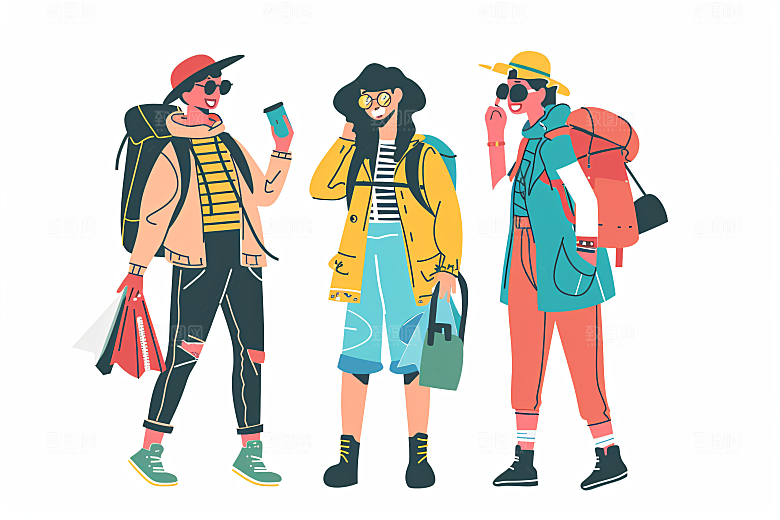 扁平风旅游旅行高清插画