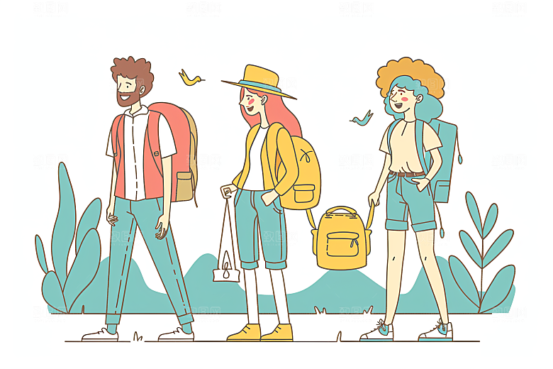 扁平风旅游高清户外插画
