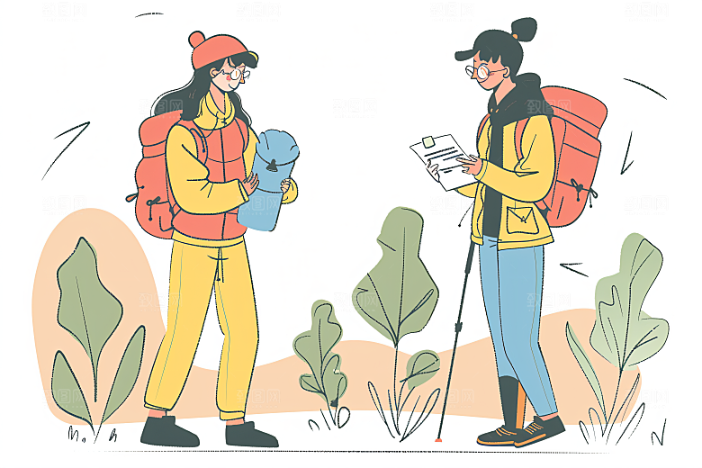 扁平风旅游手绘高清插画