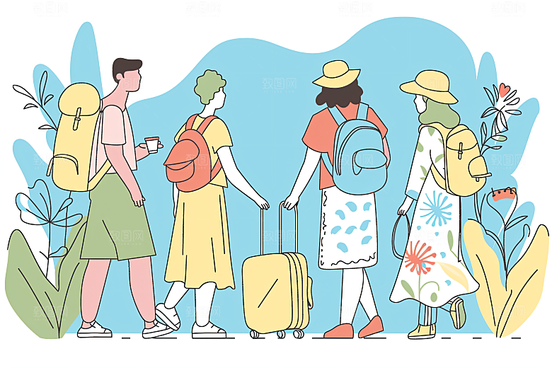 扁平风旅游高清休闲插画